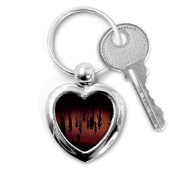 Silhouette Of Circus People Key Chains (heart)  by Nexatart