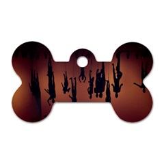 Silhouette Of Circus People Dog Tag Bone (two Sides) by Nexatart