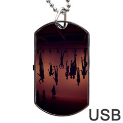 Silhouette Of Circus People Dog Tag Usb Flash (two Sides) by Nexatart