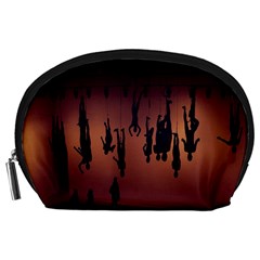 Silhouette Of Circus People Accessory Pouches (large)  by Nexatart