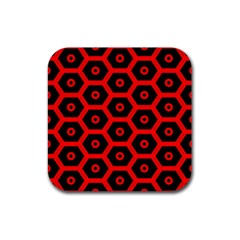 Red Bee Hive Texture Rubber Coaster (square) 