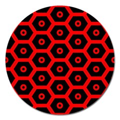 Red Bee Hive Texture Magnet 5  (round) by Nexatart