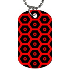 Red Bee Hive Texture Dog Tag (one Side) by Nexatart