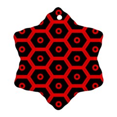 Red Bee Hive Texture Snowflake Ornament (two Sides) by Nexatart