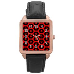 Red Bee Hive Texture Rose Gold Leather Watch  by Nexatart