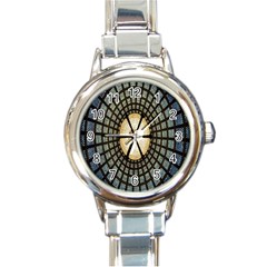 Stained Glass Colorful Glass Round Italian Charm Watch by Nexatart