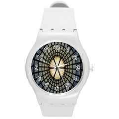 Stained Glass Colorful Glass Round Plastic Sport Watch (m) by Nexatart