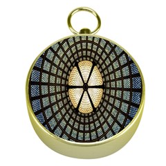 Stained Glass Colorful Glass Gold Compasses by Nexatart