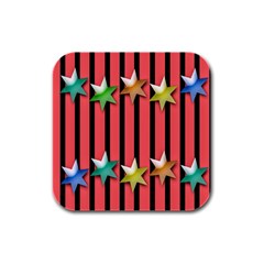 Star Christmas Greeting Rubber Square Coaster (4 Pack)  by Nexatart