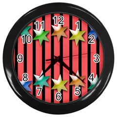 Star Christmas Greeting Wall Clocks (black) by Nexatart