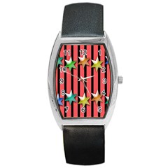 Star Christmas Greeting Barrel Style Metal Watch by Nexatart