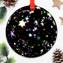 Star Ball About Pile Christmas Round Ornament (two Sides) by Nexatart