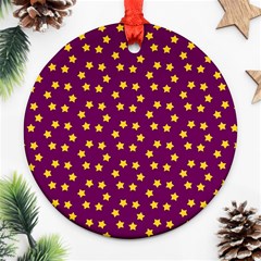 Star Christmas Red Yellow Round Ornament (two Sides)