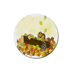 Squirrel Rubber Coaster (round)  by Nexatart