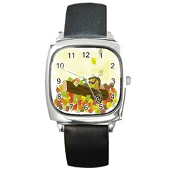 Squirrel Square Metal Watch by Nexatart