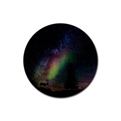 Starry Sky Galaxy Star Milky Way Rubber Round Coaster (4 Pack)  by Nexatart