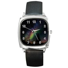 Starry Sky Galaxy Star Milky Way Square Metal Watch by Nexatart