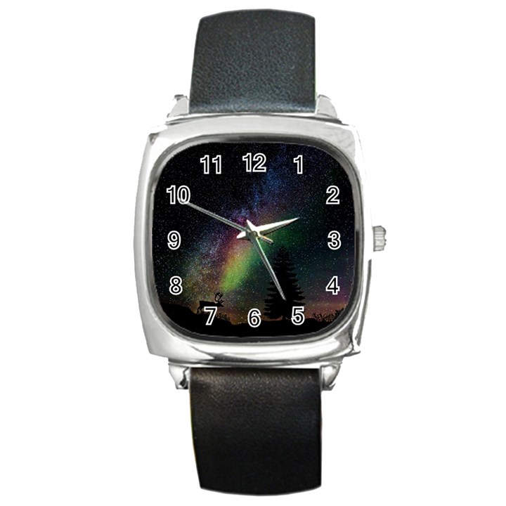 Starry Sky Galaxy Star Milky Way Square Metal Watch