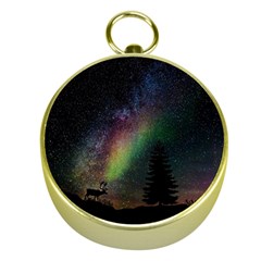 Starry Sky Galaxy Star Milky Way Gold Compasses by Nexatart