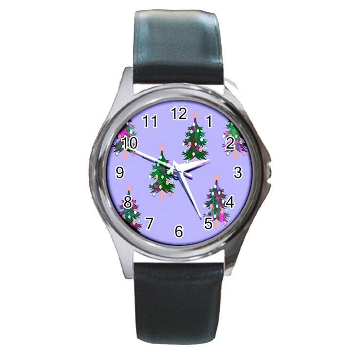 Watercolour Paint Dripping Ink  Round Metal Watch