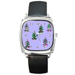 Watercolour Paint Dripping Ink  Square Metal Watch Front