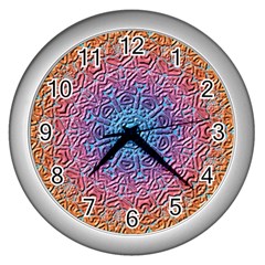 Tile Background Pattern Texture Wall Clocks (silver)  by Nexatart