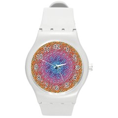 Tile Background Pattern Texture Round Plastic Sport Watch (m) by Nexatart