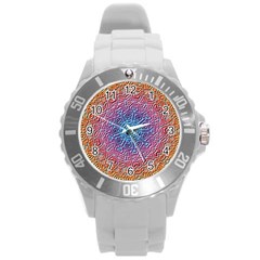 Tile Background Pattern Texture Round Plastic Sport Watch (L)