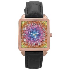 Tile Background Pattern Texture Rose Gold Leather Watch 