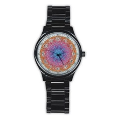 Tile Background Pattern Texture Stainless Steel Round Watch