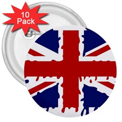 Uk Splat Flag 3  Buttons (10 Pack)  by Nexatart