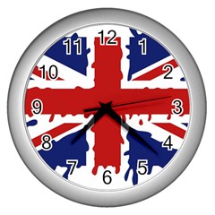 Uk Splat Flag Wall Clocks (silver)  by Nexatart