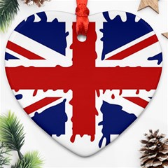 Uk Splat Flag Heart Ornament (two Sides) by Nexatart