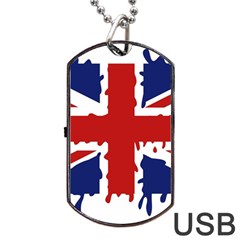 Uk Splat Flag Dog Tag Usb Flash (two Sides) by Nexatart