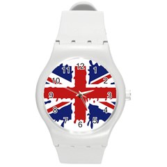 Uk Splat Flag Round Plastic Sport Watch (m)