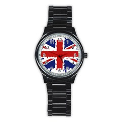 Uk Splat Flag Stainless Steel Round Watch by Nexatart