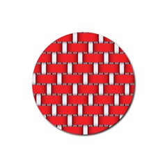 Weave And Knit Pattern Seamless Background Wallpaper Rubber Round Coaster (4 Pack) 