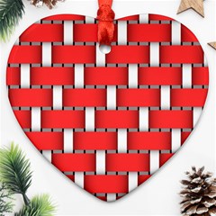 Weave And Knit Pattern Seamless Background Wallpaper Heart Ornament (two Sides) by Nexatart