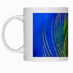 Blue Peacock Feather White Mugs by Amaryn4rt