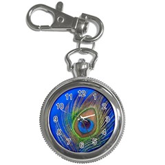 Blue Peacock Feather Key Chain Watches by Amaryn4rt