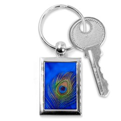 Blue Peacock Feather Key Chains (Rectangle) 