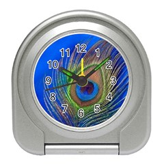 Blue Peacock Feather Travel Alarm Clocks