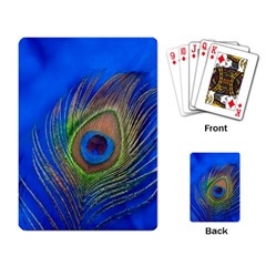 Blue Peacock Feather Playing Card