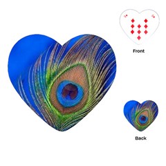 Blue Peacock Feather Playing Cards (Heart) 