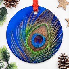 Blue Peacock Feather Round Ornament (Two Sides)