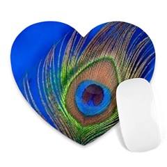 Blue Peacock Feather Heart Mousepads by Amaryn4rt