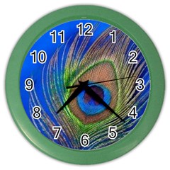 Blue Peacock Feather Color Wall Clocks