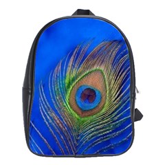 Blue Peacock Feather School Bags(large)  by Amaryn4rt