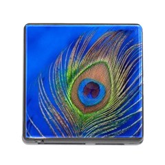 Blue Peacock Feather Memory Card Reader (Square)