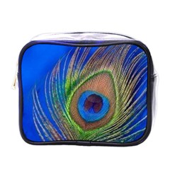 Blue Peacock Feather Mini Toiletries Bags